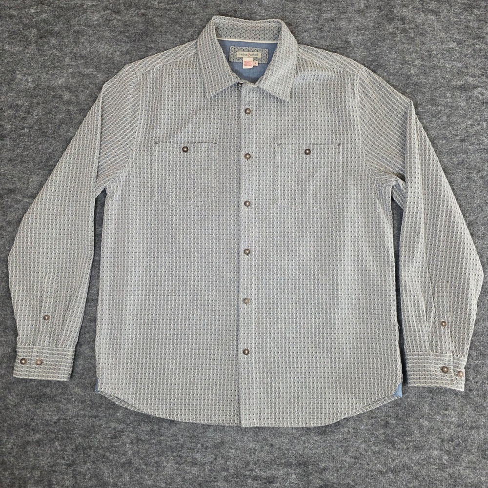 Carbon 2 Cobalt Shirt Mens Medium Geometric‎ Gray Textured Long Sleeve Button Up